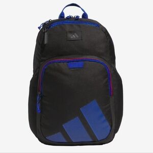 NWOT! Adidas Adult/ Kids Black Backpack with Vibrant Blue Red School Book Bag